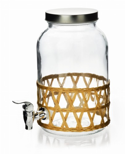MODERN KITCHEN Słój szklany z kranikiem3,5L w oplocie 11,4x16x25,6cm