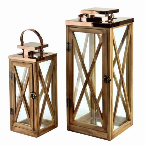 LEVI GOLD Komplet 2 latarni18x18x45cm/12,5x12,5x32cm