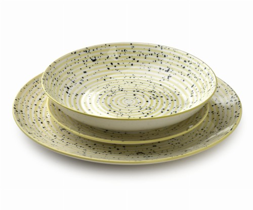 STRIPES BEIGE Komplet obiadowy 18cz.27/19/20cm miska 550ml